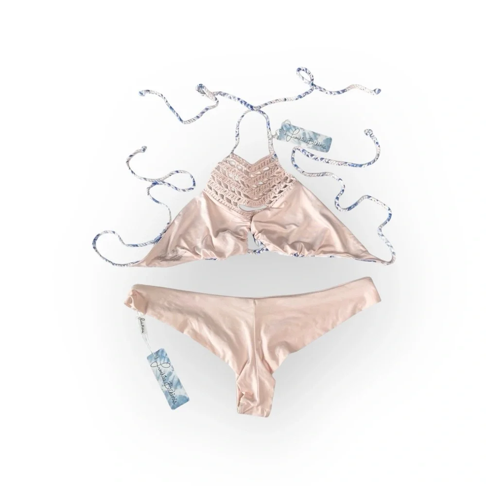 new Frankie’s Bikinis ☀︎︎ Mimi Marina Crochet Bikini Set☀︎ ︎Hawaiian Blush Print